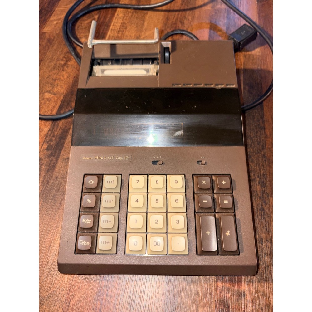Vintage Sears Mini Desk Top 12 Printing Calculator Brown Model 272.58090 Japan - Picture 2 of 4